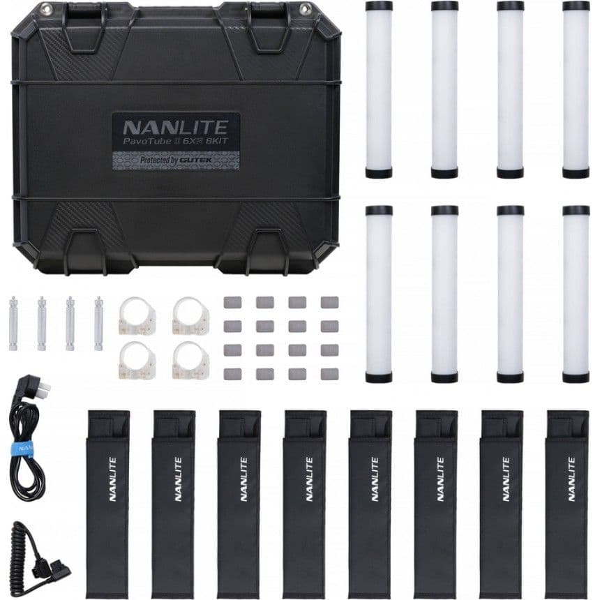 Комплект Nanlite PavoTube II 6XR RGBWW 8Kit восемь светодиодных осветительных трубок c аксессуарами в кейсе