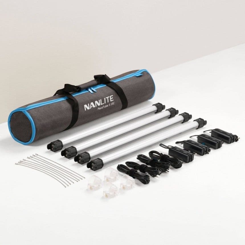 Комплект Nanlite PavoTube II 15C RGBWW KIT4 четыре светодиодные осветительные трубки с аксессуарами