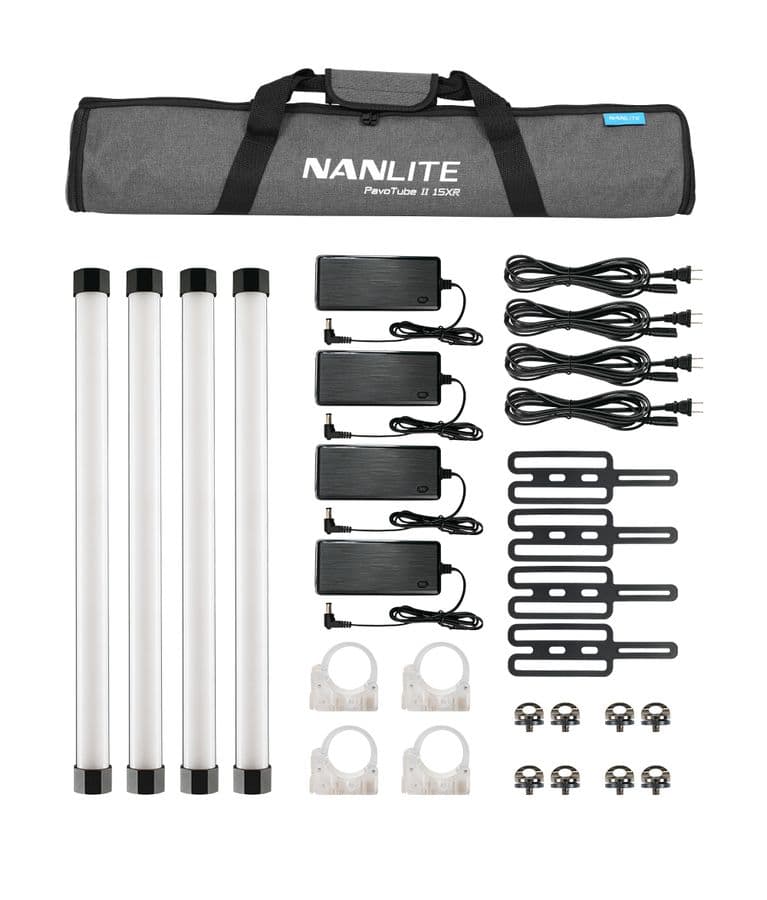 Комплект Nanlite PavoTube II 15XR RGBWW KIT4 четыре светодиодные осветительные трубки с аксессуарами