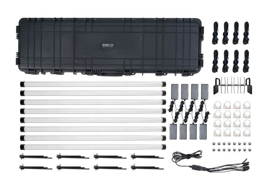 Комплект Nanlite PavoTube II 30X RGBWW KIT8 восемь светодиодных осветительных трубок с аксессуарами в профессиональном транспортировочным кейсе.